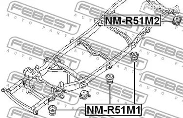 Авто тетиктер жана сарптоолору - Сайлентблок подрамника Nissan Xterra/Pathfinder R51/R51M 04-15 FEBEST NMR51