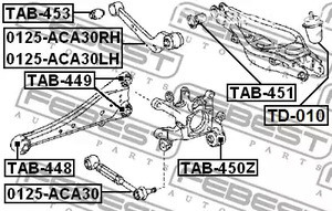 Spare Parts and Consumables - С/блок заднего продольного рычага, передний Febest TAB448