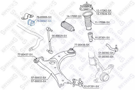 Spare Parts and Consumables - Втулка стабилизатора переднего центральная правая Toyota Corolla 06> STELLO