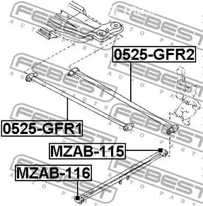 Запчасти и расходники - Сайлентблок тяги зад.подв.прод. Mazda 323 98-04 FEBEST MZAB115