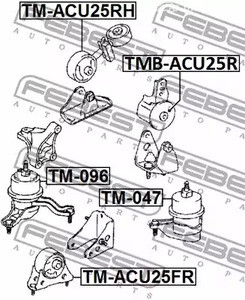 Авто тетиктер жана сарптоолору - Р/к подушки двигателя задней Toyota Highlander/Kluger FEBEST TMBGSU45RR