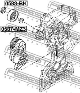 Запчасти и расходники - Ролик обводной ремня НО Mazda 3 1.6MZR 09> FEBEST 0588BK