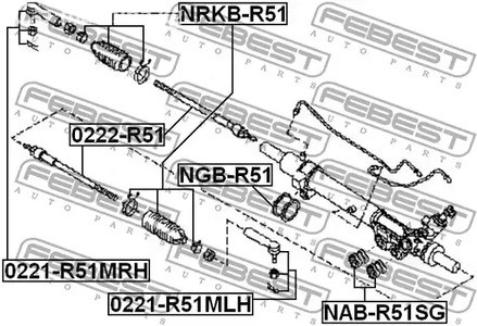 Запчасти и расходники - Тяга рул RH+LH Febest 0222R51