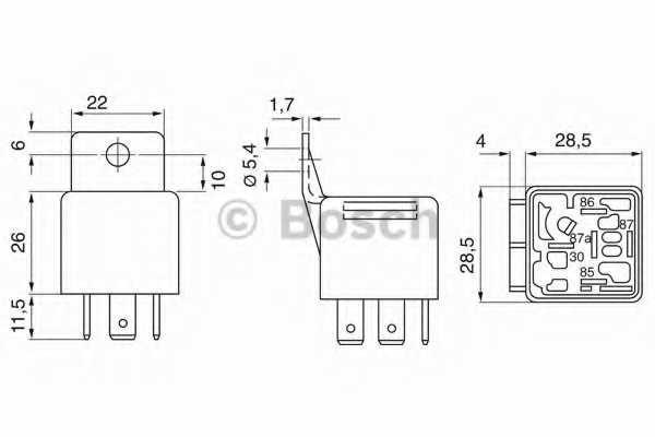 Запчасти и расходники - Реле универсальное 5 контактов MB, DAF, MAN, FENDT BOSCH 0332209150