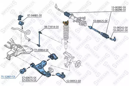 Запчасти и расходники - Сайлентблок рычага пер. Ford Focus 1.4-1.8TDi 98> STELLOX 7532801SX