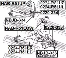 Запчасти и расходники - Сайлентблок рычага нижнего Nissan Pathfinder R51M 05-13 FEBEST NABR51LOW