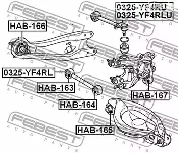 Запчасти и расходники - Сайлентблок заднего рычага Honda Pilot YF4 09-15 FEBEST HAB166