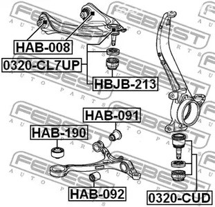 Spare Parts and Consumables - Сайлентблок рычага передней подвескиHonda Accord 08-12 FEBEST HAB190