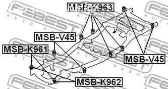 Запчасти и расходники - Сайлентблок подрамника Toyota Corolla CE121,NZE12,ZZE12 00-06 FEBEST MSBK96