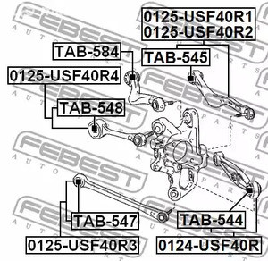 Запчасти и расходники - Сайлентблок заднего поперечного рычага Lexus LS460/600 07> FEBEST TAB544