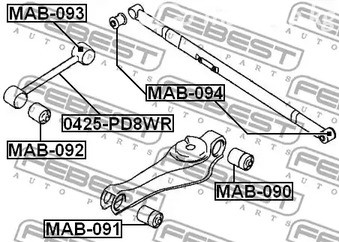 Spare Parts and Consumables - Сайлентблок рычага зад.подв. Mitsubishi L400 94-01 FEBEST MAB090