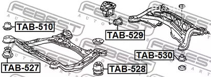 Запчасти и расходники - Сайлентблок подрамника Lexus RX300 98-09, Toyota Harrier 97-12 FEBEST TAB52