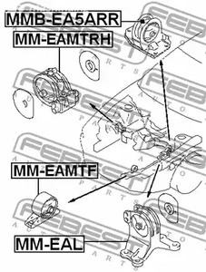 Spare Parts and Consumables - Сайлентблок подушки ДВС Mitsubishi Galant 96-03 FEBEST MMBEA5ARR