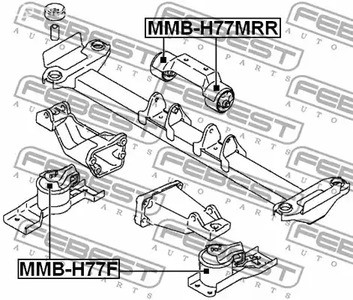 Авто тетиктер жана сарптоолору - Cайлентблок в опору ДВС Mitsubishi Pajero Ii V14W-V55W 91-04 FEBEST MMBH77F