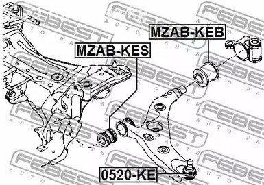 Запчасти и расходники - Сайлентблок переднего рычага передний Mazda 3 BM 13> FEBEST MZABKES