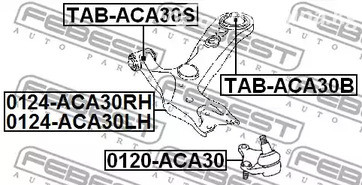 Запчасти и расходники - Сайлентблок переднего рычага задний Toyota Auris/Corolla 07> FEBEST TABACA3