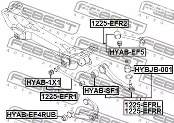 Авто тетиктер жана сарптоолору - Сайлентблок рычага задней подвески верх. Hyundai Sonata EF 99-04/XG 98> FEB