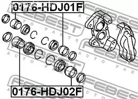 Авто тетиктер жана сарптоолору - Поршень суппорта Toyota Land Cruiser 4.2TD 90> FEBEST 0176HDJ02F