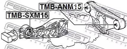 Авто тетиктер жана сарптоолору - С/блок задней подушки дифференциала Febest TMBANM15
