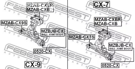 Spare Parts and Consumables - Опора шаровая Mazda Cx-7 Er 06-12 FEBEST 0520CX