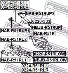 Spare Parts and Consumables - Сайлентблок рычага зад.подв. верх.зад. Nissan Pathfinder 05> FEBEST NABR51R