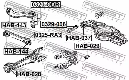 Spare Parts and Consumables - С/б зад большого попер рычага (где развал болт) Febest HAB037