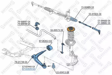 Запчасти и расходники - Рычаг нижний правый Fiat Croma 05>, Opel Signum/Vectra all 02> STELLOX 5703