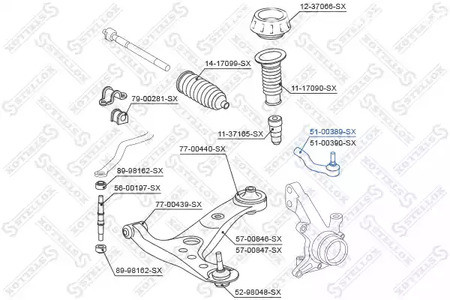 Spare Parts and Consumables - Наконечник рулевой левый Toyota Aygo KGB10/WNB10 05> STELLOX 5100389SX