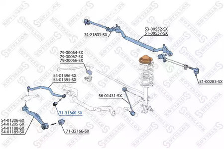 Авто тетиктер жана сарптоолору - Сайлентблок рычага верхн. BMW Е34 2.0i-2.5i &24V 88-97 STELLOX 7131360SX