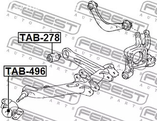 Spare Parts and Consumables - Сайленблок задней подвески без кронштей febest tab496