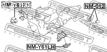 Авто тетиктер жана сарптоолору - Подушка ДВС правая Nissan Patrol/Safari Y61 97-06 FEBEST NMY61RH