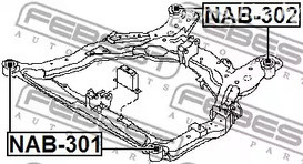 Spare Parts and Consumables - Сайлентблок подрамника задний Nissan Murano Z50 02-07 FEBEST NAB302