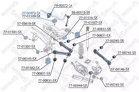 Запчасти и расходники - Сайлентблок редуктора зад. BMW 3 E46 1.6i-3.0i/D 98> STELLOX 7700972SX