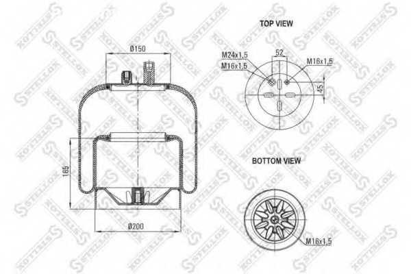 Spare Parts and Consumables - Пневмоподушка со стак.Voss230 2шп-шт.M16+M16/24 смещ.26 Поршень сталь 1отв