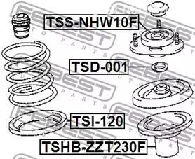 Spare Parts and Consumables - Опора амортизатора переднего Toyota Prius Saloon NHW11 1.5 00-04 FEBEST TSS