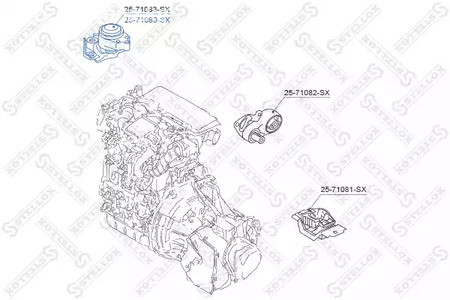 Авто тетиктер жана сарптоолору - Подушка ДВС правая Mazda 2 1.25-1.6 03> STELLOX 2571080SX