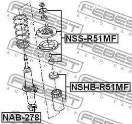 Запчасти и расходники - Опора аморт перед RH+LH Febest NSSR51MF