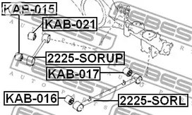 Авто тетиктер жана сарптоолору - Сайлентблок заднего продольного рычага KIA Sorento 06> FEBEST KAB021