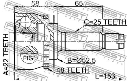 Авто тетиктер жана сарптоолору - ШРУС наружный к-кт ABS Hyundai Getz 1.3/1.6 02> FEBEST 1210012A48