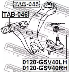 Авто тетиктер жана сарптоолору - Опора шаровая праваяToyotaToyota Camry ACV30/ACV35 00> FEBEST 0120GSV40RH