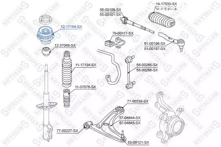 Spare Parts and Consumables - Опора амортизатора переднего Honda Jazz II GD 1.2-1.4 02> STELLOX 1217164SX