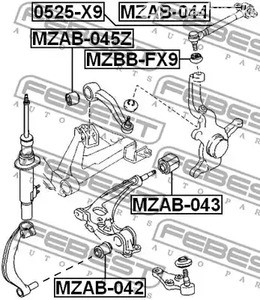 Запчасти и расходники - Сайлентблок передней верхней тяги Mazda Milenia/Xedos-9 93-01 FEBEST MZAB04