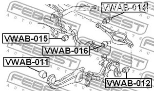 Авто тетиктер жана сарптоолору - Сайлентблок рычага зад. нижн. внутр. Audi A3 03> FEBEST VWAB014