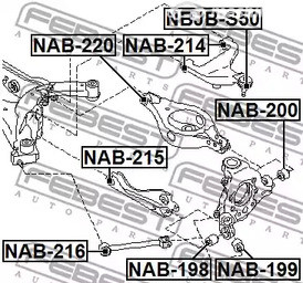 Spare Parts and Consumables - Сайлентблок рычага зад.подв. Infiniti FX45/35 02-08 FEBEST NAB220