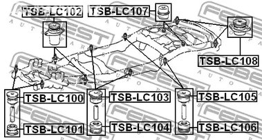 Spare Parts and Consumables - Подушка рамы Toyota Land Cruiser 100 98-07 FEBEST TSBLC106