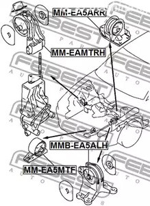 Авто тетиктер жана сарптоолору - Сайлентблок подушки ДВС левой Mitsubishi Galant EA3A/EA8A USA 96-03 FEBEST