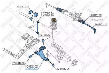 Авто тетиктер жана сарптоолору - Рычаг передний правый Ford Mondeo all 00> STELLOX 5703682SX