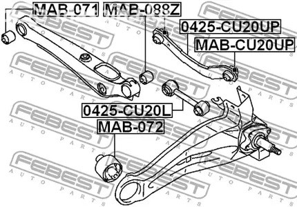 Запчасти и расходники - Сайлентблок задней верхней продольной тяги Mitsubishi Lancer Cs 00-09 FEBES