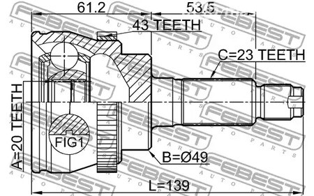 Авто тетиктер жана сарптоолору - ШРУС наружный к-кт Opel Agila 00-08 FEBEST 1810AGIA43