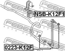 Запчасти и расходники - Втулка стабилизатора переднего D14 Nissan March K12 FEBEST NSBK12F1